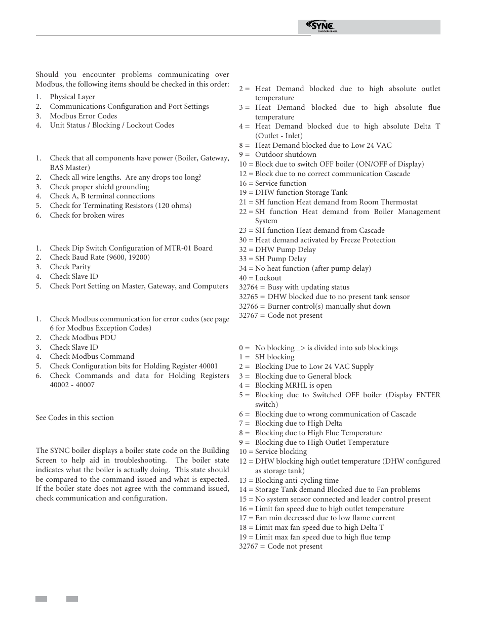 Troubleshooting | Lochinvar SYNC 1.5 User Manual | Page 18 / 24