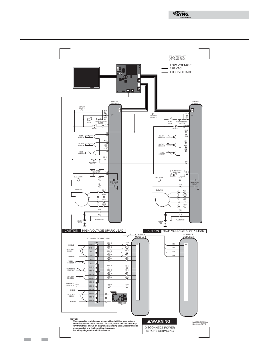 Diagrams, Modbus instructions, Figure 7-1 ladder diagram_part 1 | Caution high voltage spark lead | Lochinvar SYNC 1.5 User Manual | Page 20 / 24