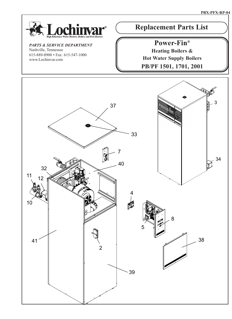 Lochinvar POWER-FIN PB/PF 1501 User Manual | 4 pages