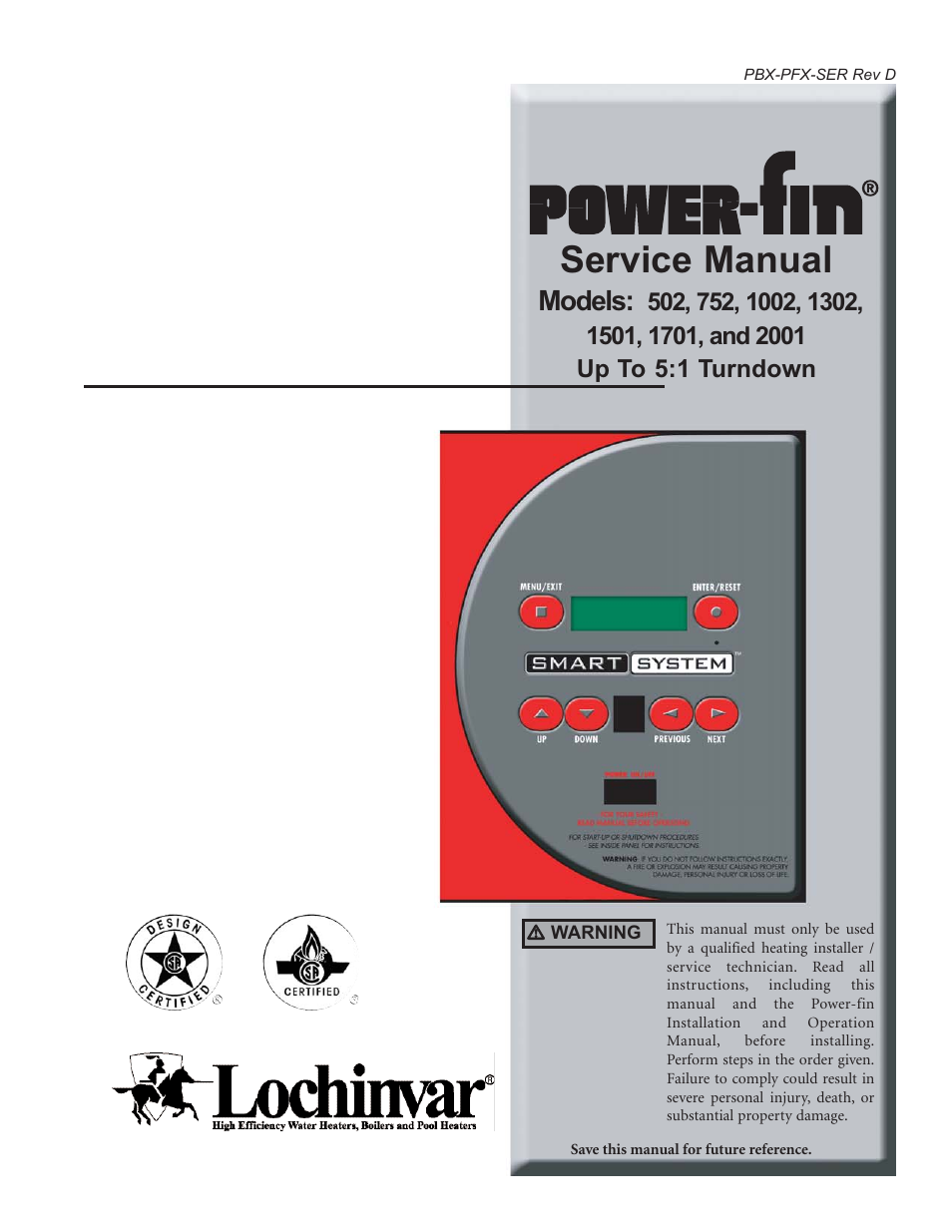 Lochinvar Power-fin 1701 User Manual | 44 pages