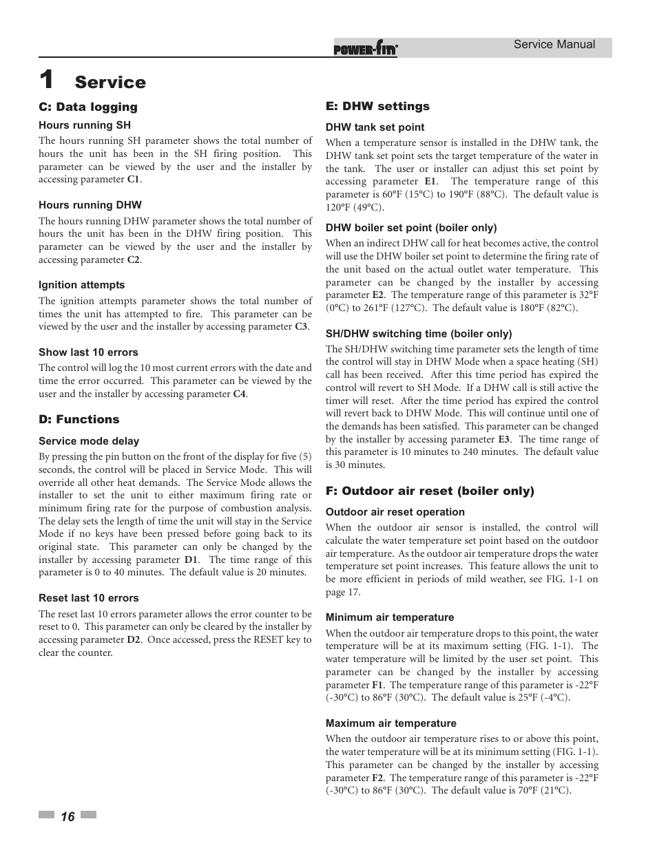 Service | Lochinvar Power-fin 1701 User Manual | Page 16 / 44