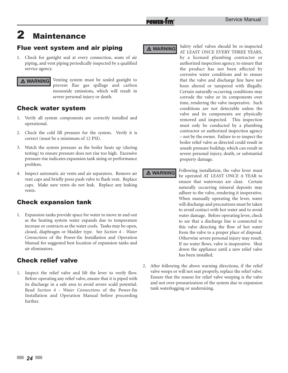 Maintenance | Lochinvar Power-fin 1701 User Manual | Page 24 / 44