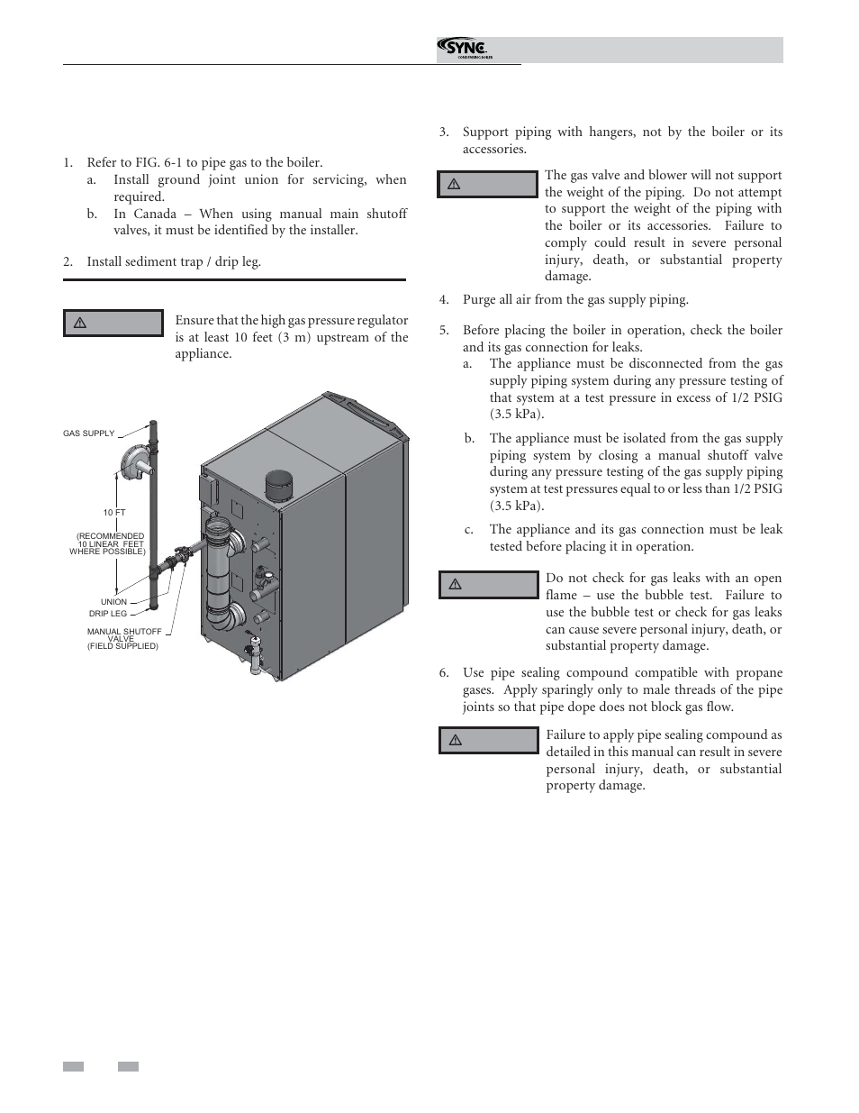 Gas connections, Connecting gas supply piping | Lochinvar 1 User Manual | Page 34 / 68