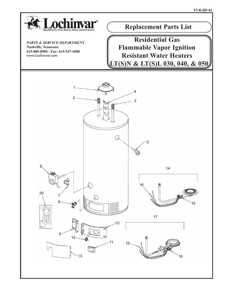 Lochinvar LT(S)L 030 User Manual | 2 pages