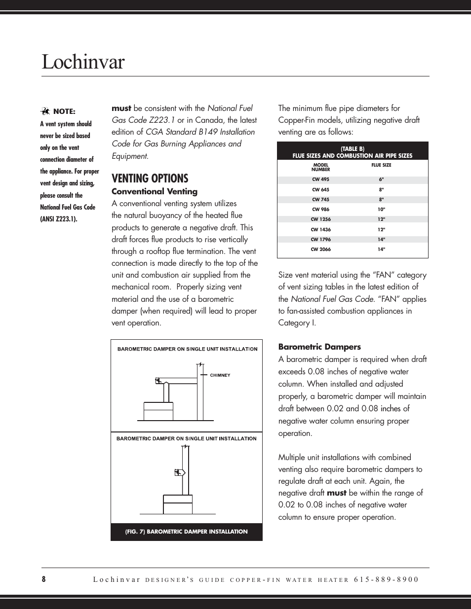 Lochinvar, Venting options | Lochinvar COPPER-FIN CW 745 User Manual | Page 10 / 24