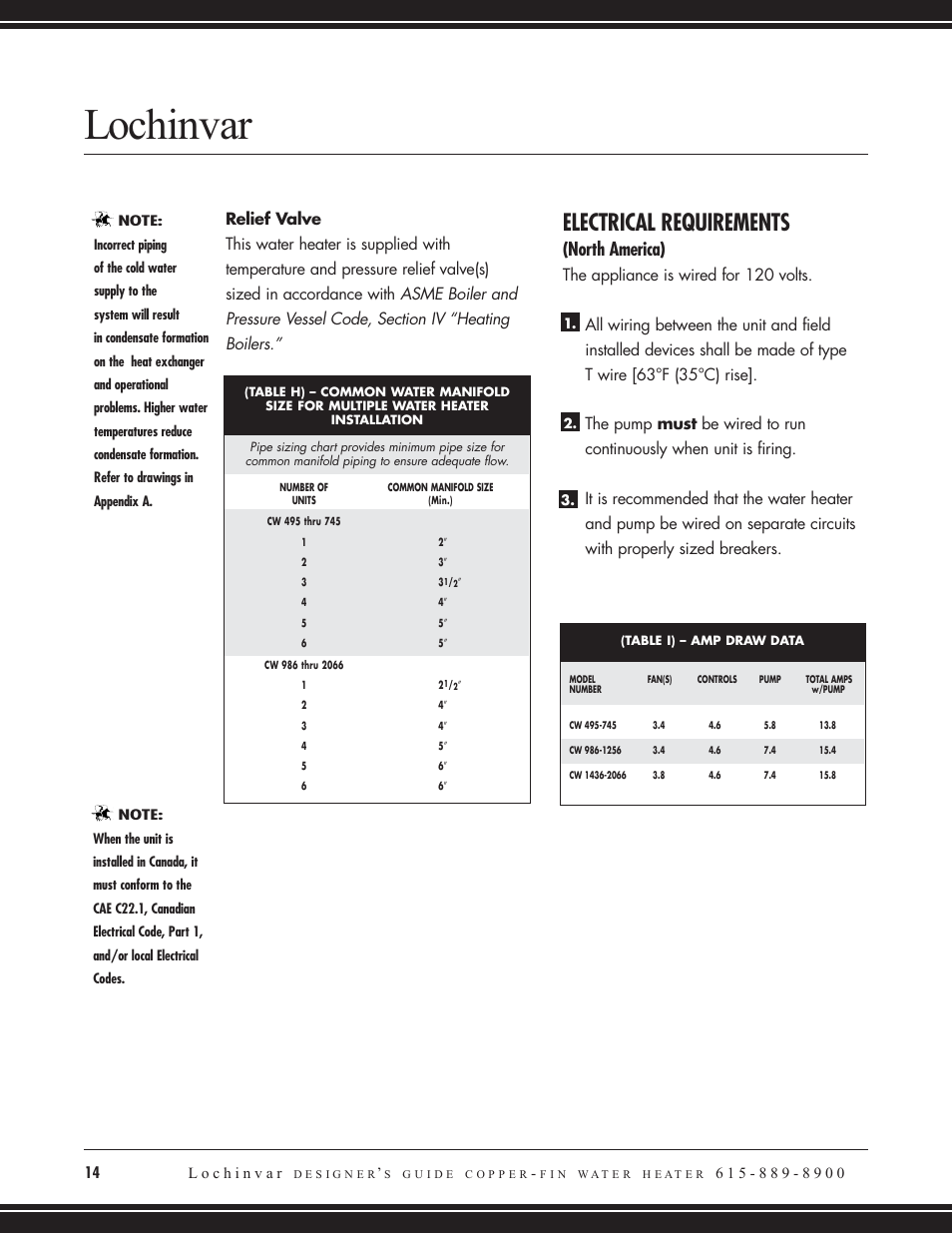 Lochinvar, Electrical requirements, North america) | Lochinvar COPPER-FIN CW 745 User Manual | Page 16 / 24