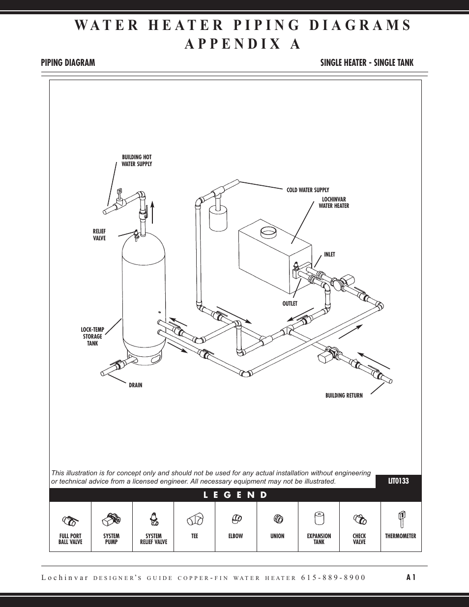 Piping diagram single heater - single tank | Lochinvar COPPER-FIN CW 745 User Manual | Page 17 / 24