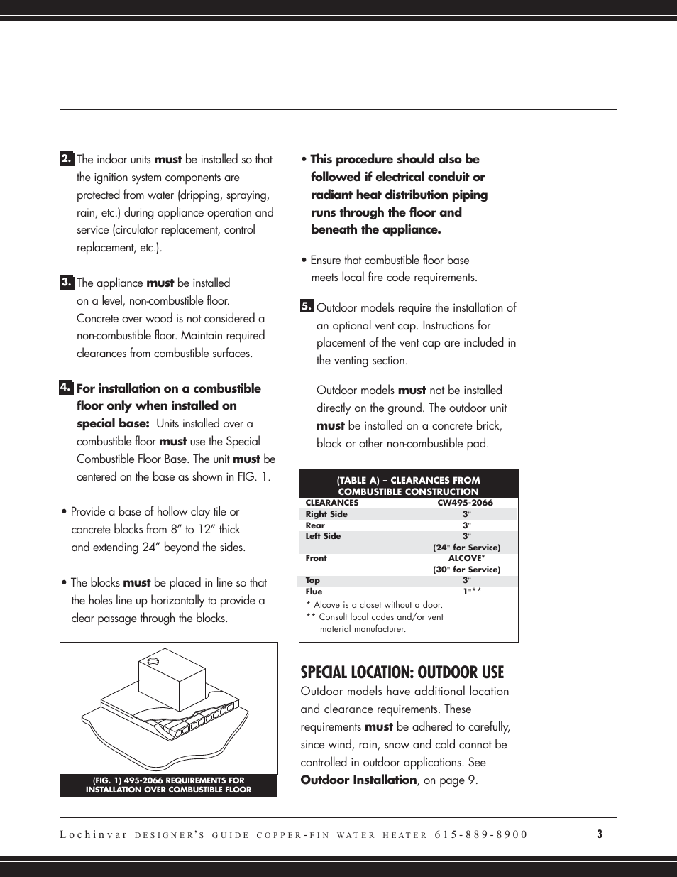 Special location: outdoor use | Lochinvar COPPER-FIN CW 745 User Manual | Page 5 / 24
