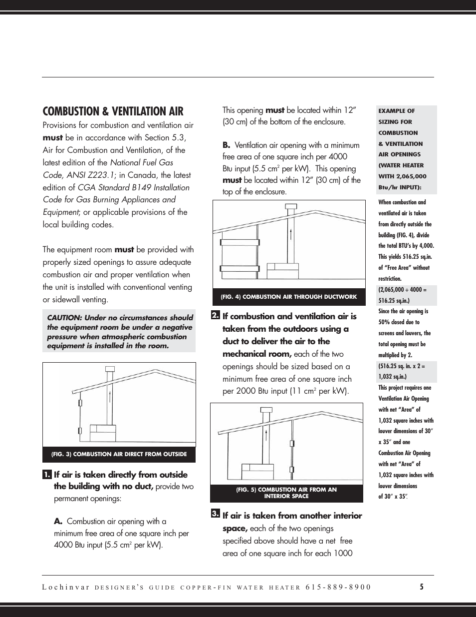 Combustion & ventilation air | Lochinvar COPPER-FIN CW 745 User Manual | Page 7 / 24