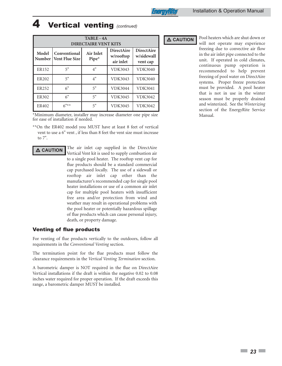 Vertical venting | Lochinvar EnergyRite ER302 User Manual | Page 23 / 52