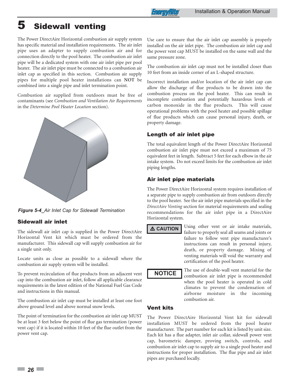 Sidewall venting | Lochinvar EnergyRite ER302 User Manual | Page 26 / 52