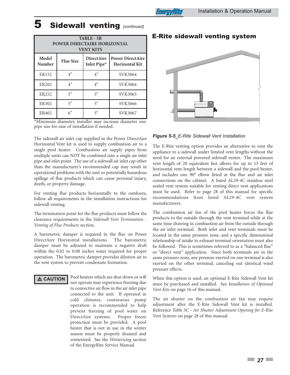 Sidewall venting, E-rite sidewall venting system | Lochinvar EnergyRite ER302 User Manual | Page 27 / 52