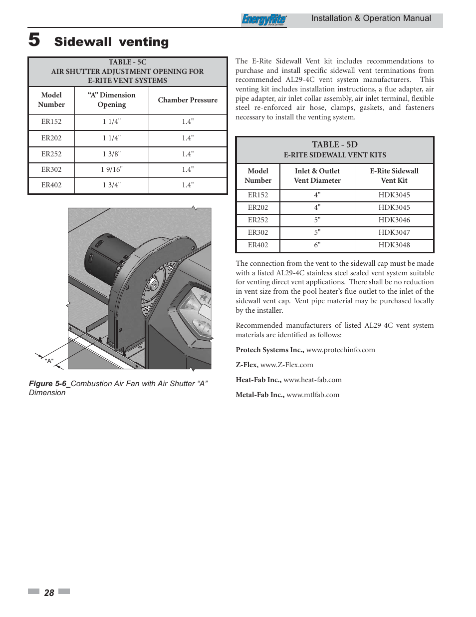 Sidewall venting | Lochinvar EnergyRite ER302 User Manual | Page 28 / 52