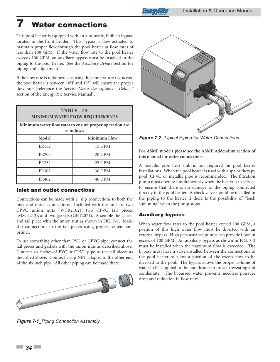 Water connections | Lochinvar EnergyRite ER302 User Manual | Page 34 / 52