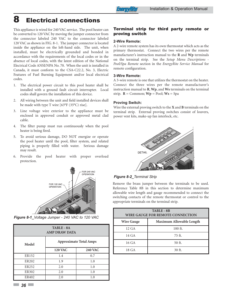 Electrical connections | Lochinvar EnergyRite ER302 User Manual | Page 36 / 52