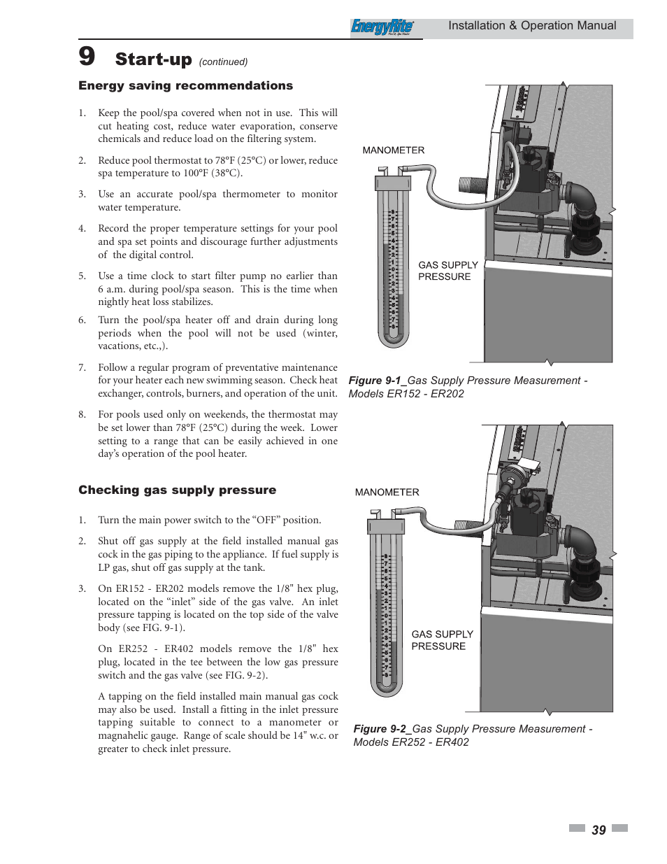 Start-up | Lochinvar EnergyRite ER302 User Manual | Page 39 / 52