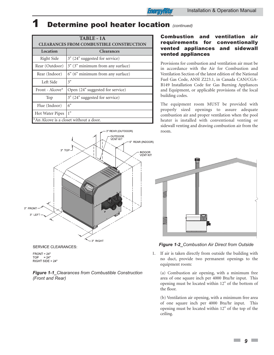 Determine pool heater location | Lochinvar EnergyRite ER302 User Manual | Page 9 / 52