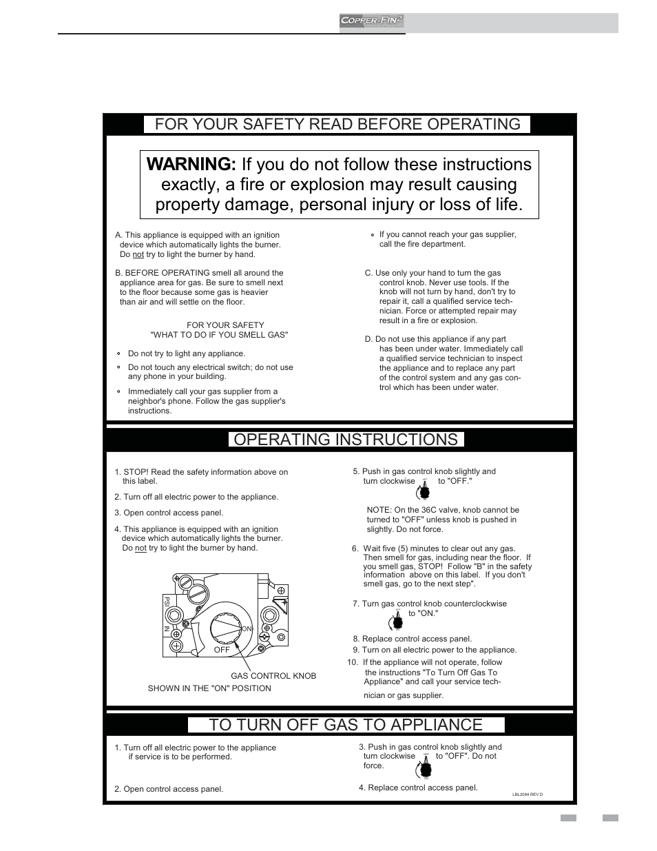 Warning, Startup, For your safety read before operating | Operating instructions, Installation & operation manual | Lochinvar COPPER-FINN2 502 User Manual | Page 47 / 68