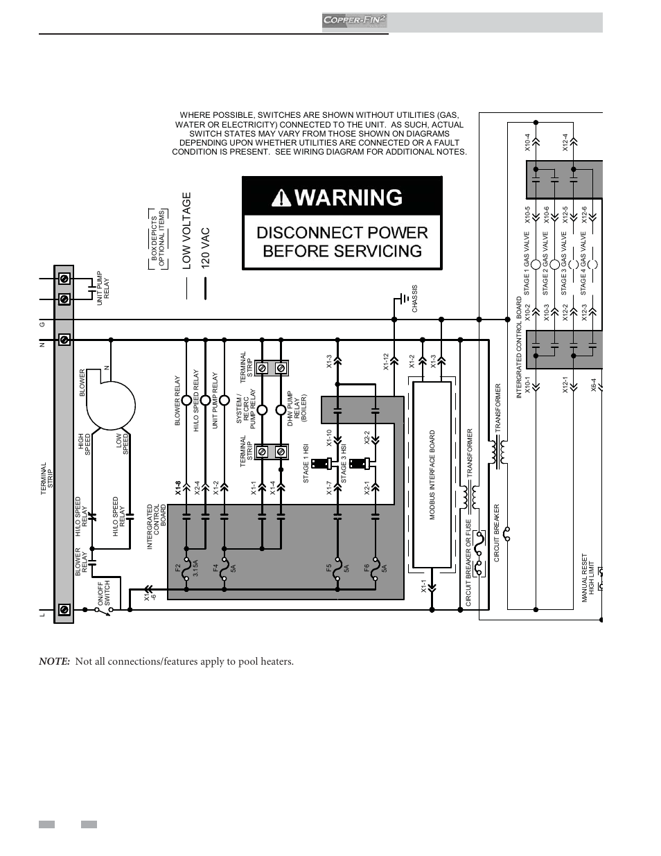 Ladder diagram, Installation & operation manual, 12 0 vac lo w vol t age | Lochinvar COPPER-FINN2 502 User Manual | Page 64 / 68