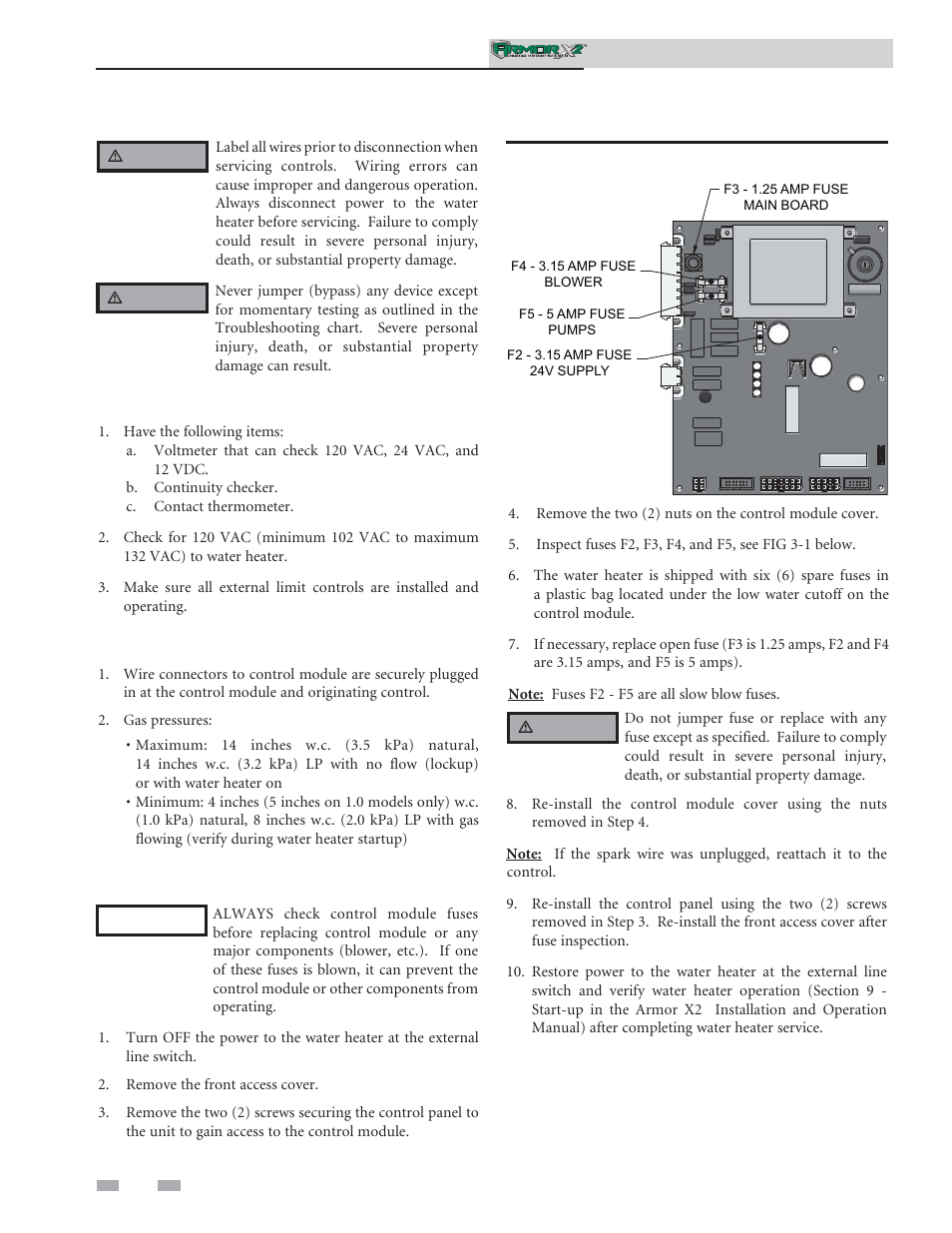 Troubleshooting, Before troubleshooting, Check the following | Check control module fuses | Lochinvar ArmorX2 1.5 User Manual | Page 38 / 52