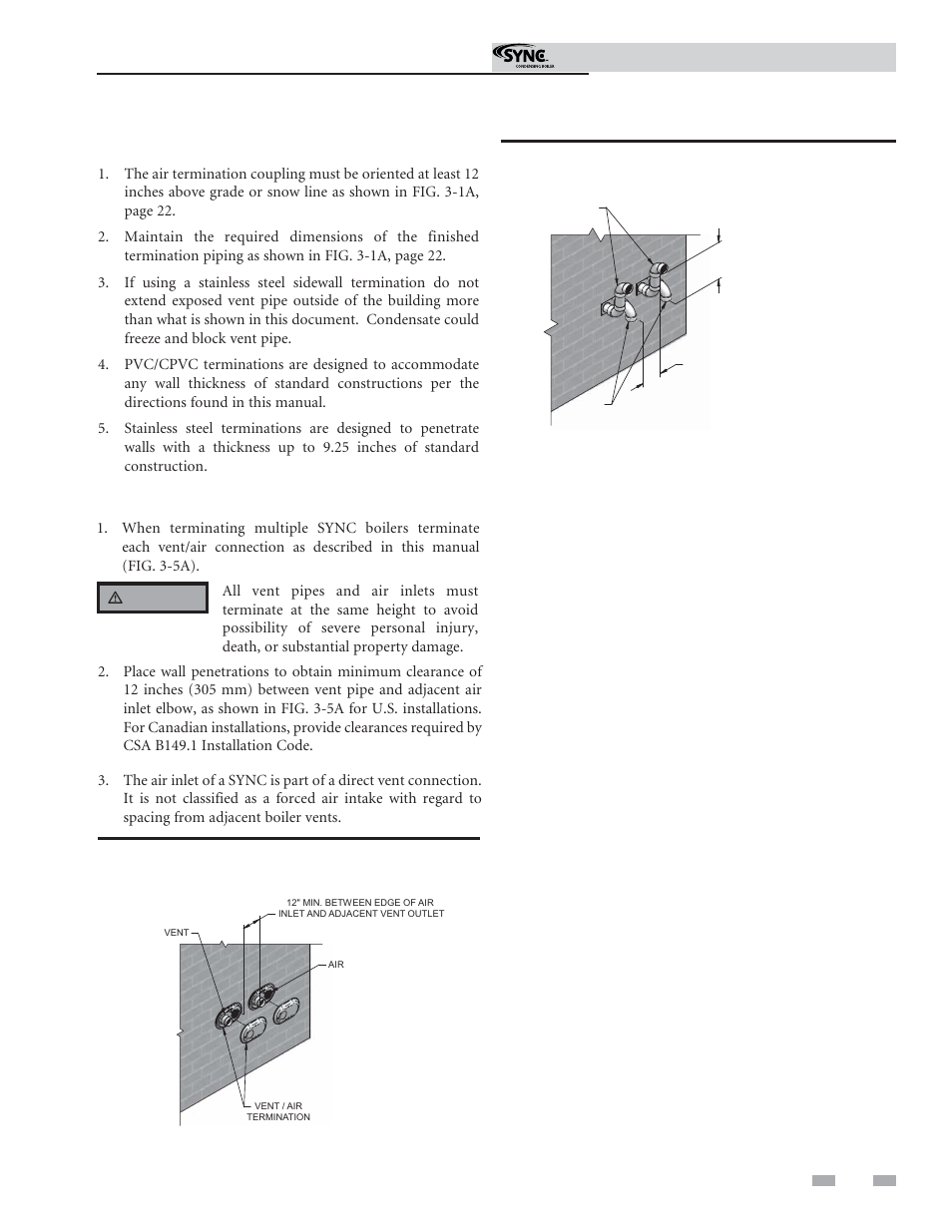 Sidewall direct venting | Lochinvar SYNC 1.3 User Manual | Page 25 / 68