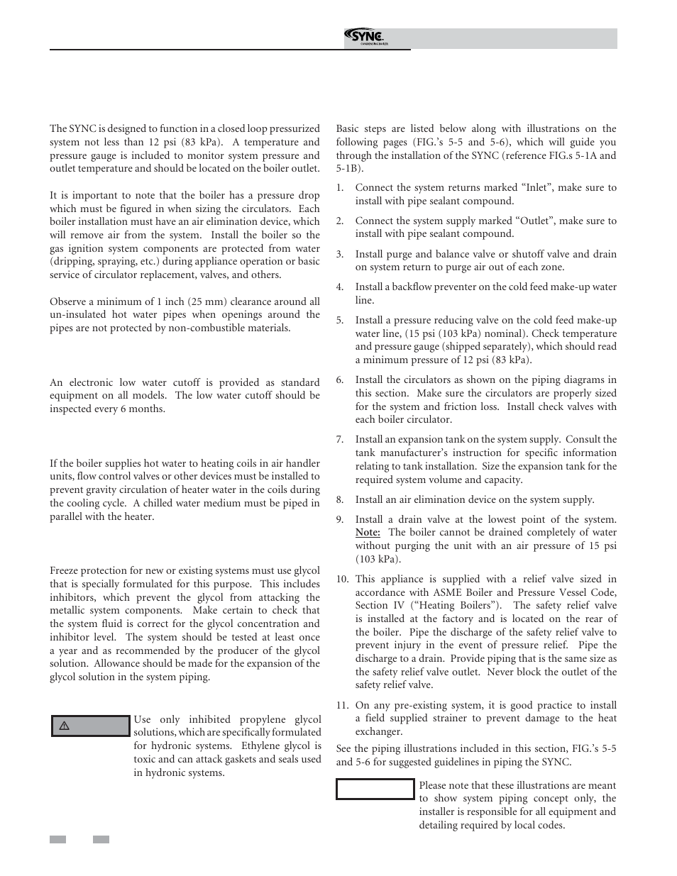 Hydronic piping | Lochinvar SYNC 1.3 User Manual | Page 28 / 68