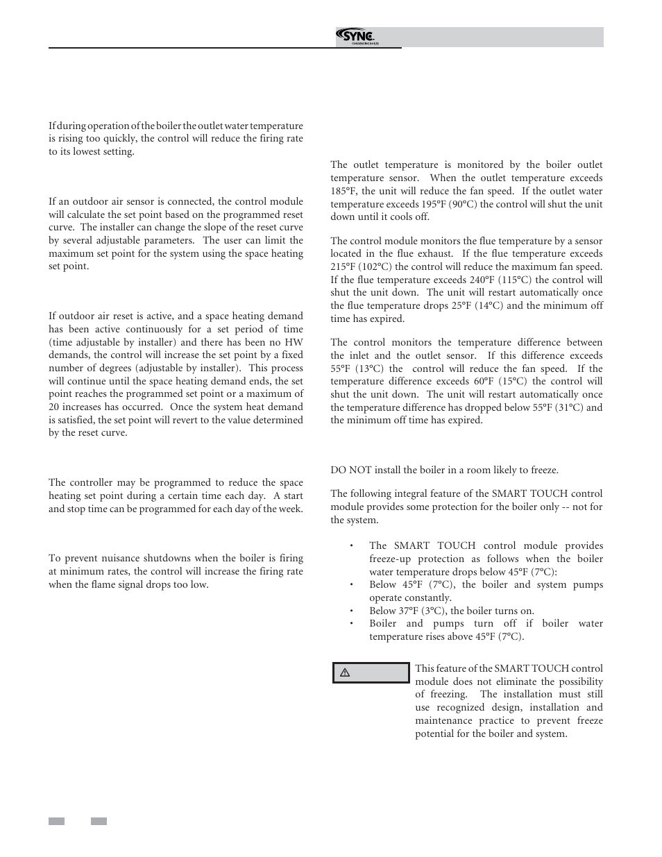 Operating information | Lochinvar SYNC 1.3 User Manual | Page 50 / 68