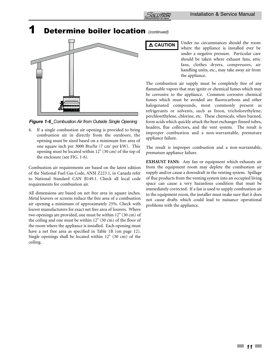 Determine boiler location | Lochinvar SOLUTION 45000 User Manual | Page 11 / 52