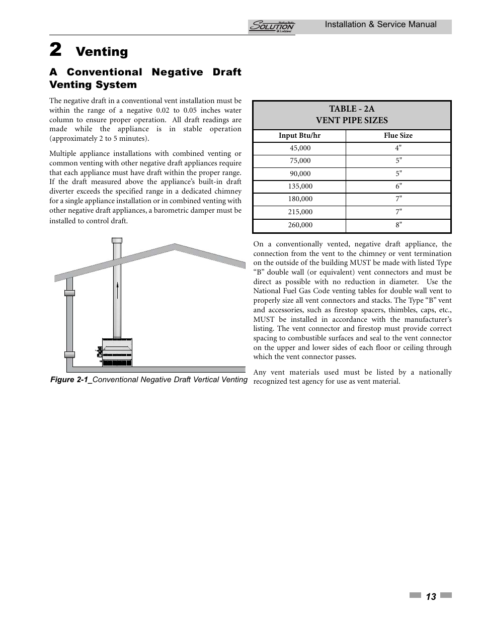 Venting, A conventional negative draft venting system | Lochinvar SOLUTION 45000 User Manual | Page 13 / 52