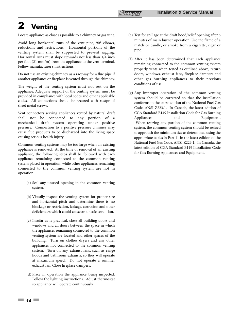 Venting | Lochinvar SOLUTION 45000 User Manual | Page 14 / 52
