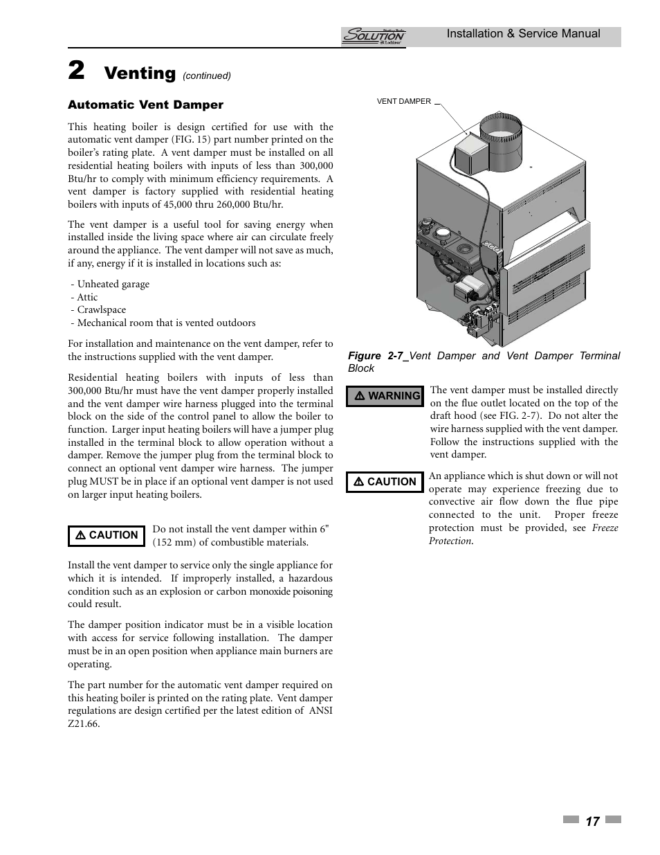 Venting | Lochinvar SOLUTION 45000 User Manual | Page 17 / 52