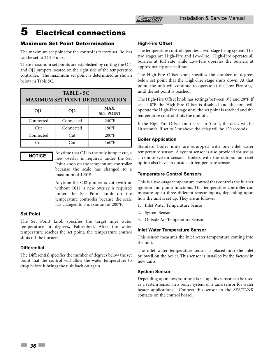 Electrical connections | Lochinvar SOLUTION 45000 User Manual | Page 36 / 52