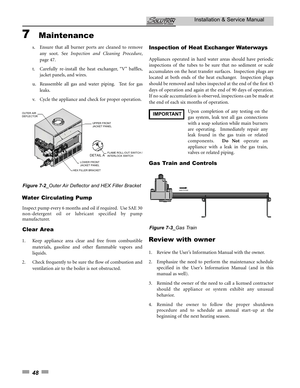 Maintenance, Review with owner | Lochinvar SOLUTION 45000 User Manual | Page 48 / 52