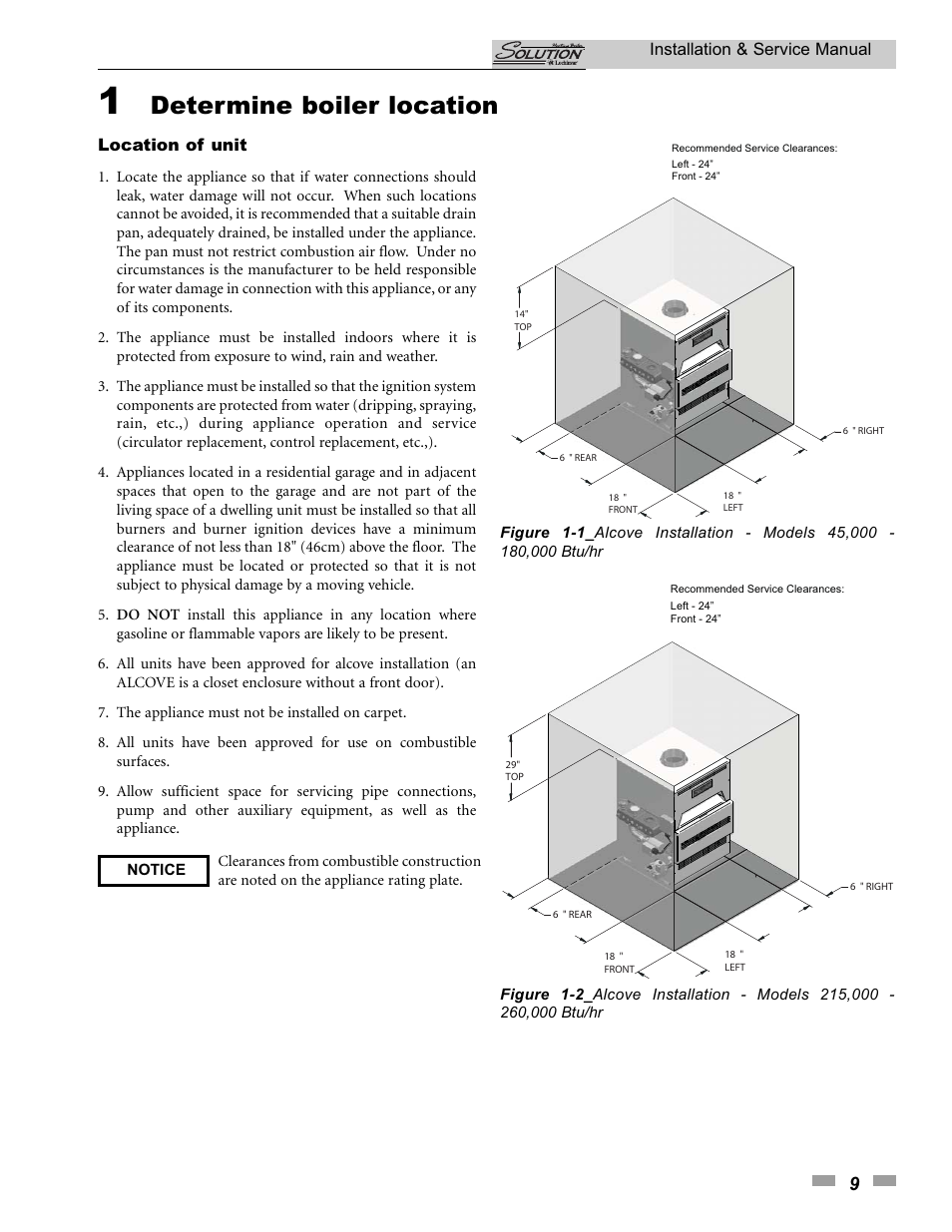 Determine boiler location | Lochinvar SOLUTION 45000 User Manual | Page 9 / 52
