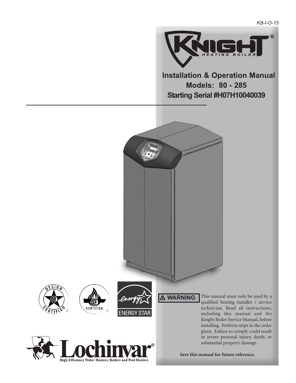 Lochinvar 80 - 285 User Manual | 76 pages