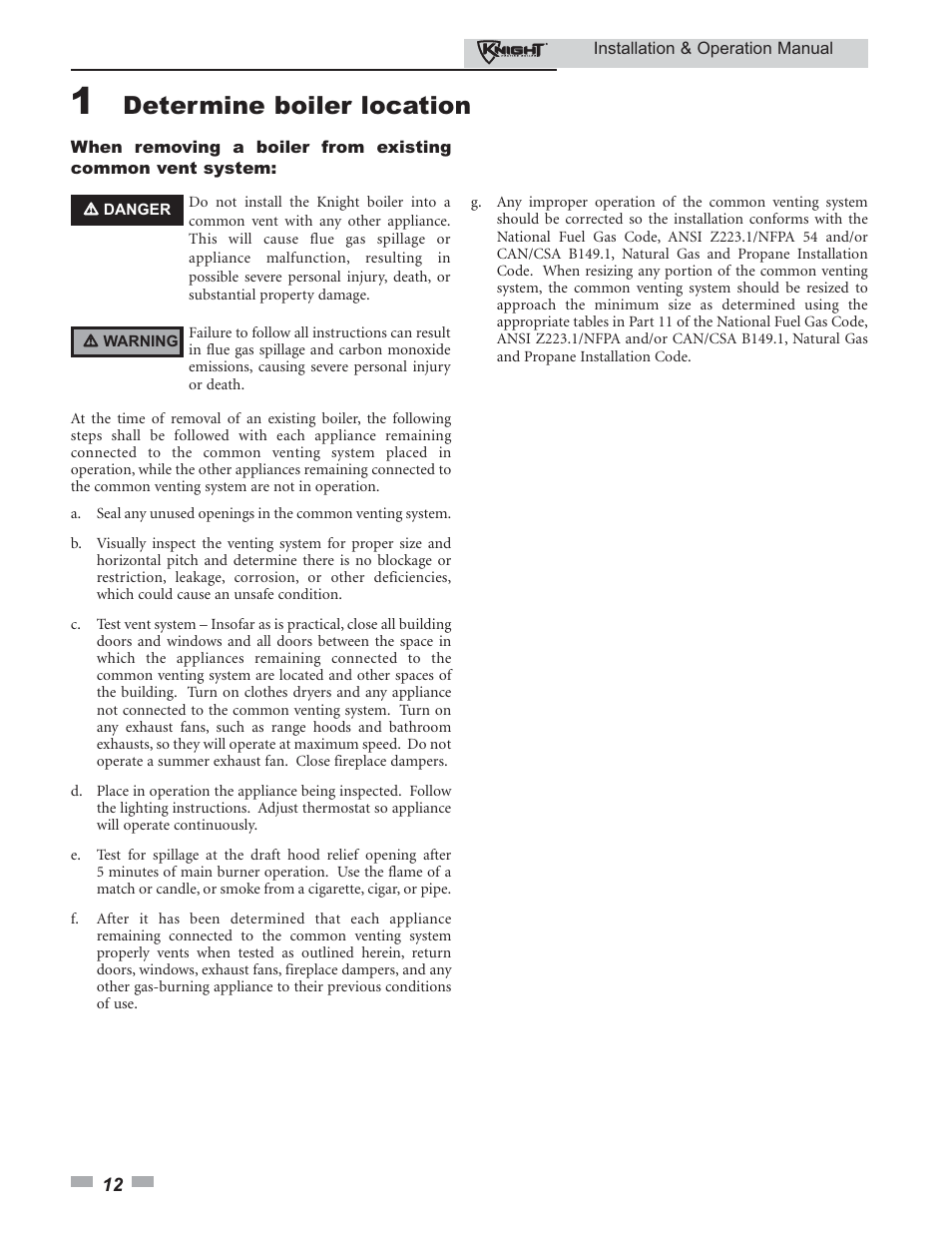 Determine boiler location | Lochinvar 80 - 285 User Manual | Page 12 / 76