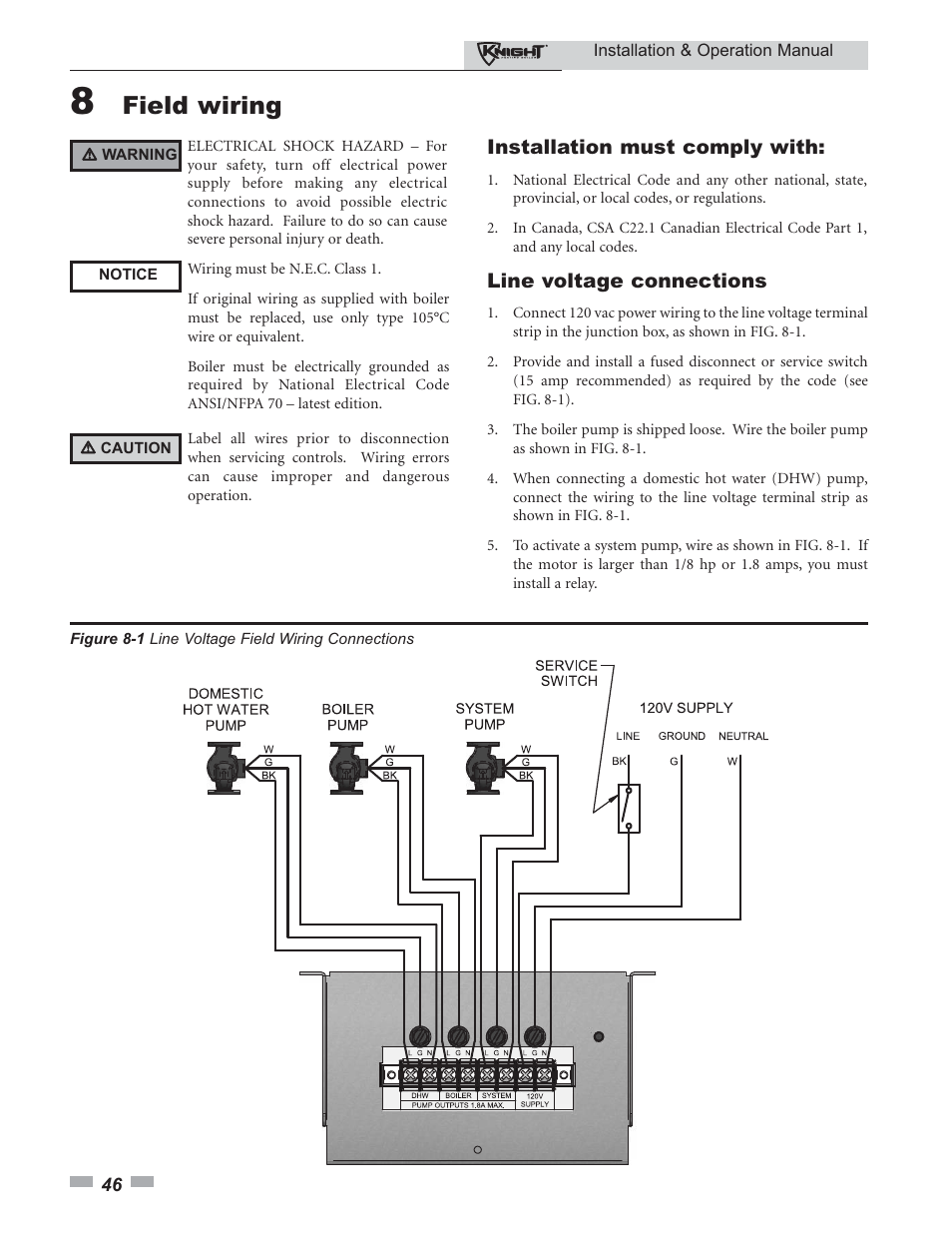 Field wiring | Lochinvar 80 - 285 User Manual | Page 46 / 76
