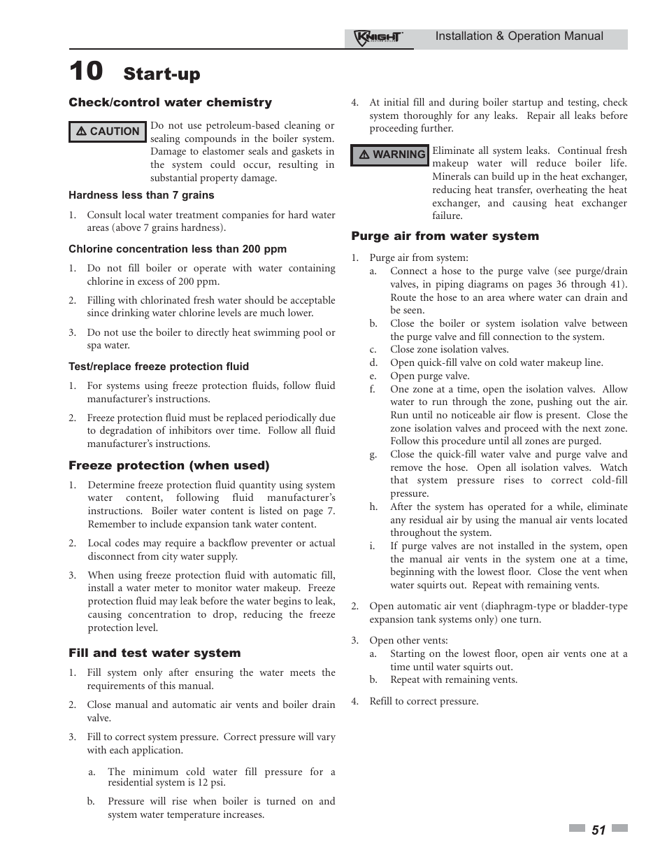 Start-up | Lochinvar 80 - 285 User Manual | Page 51 / 76