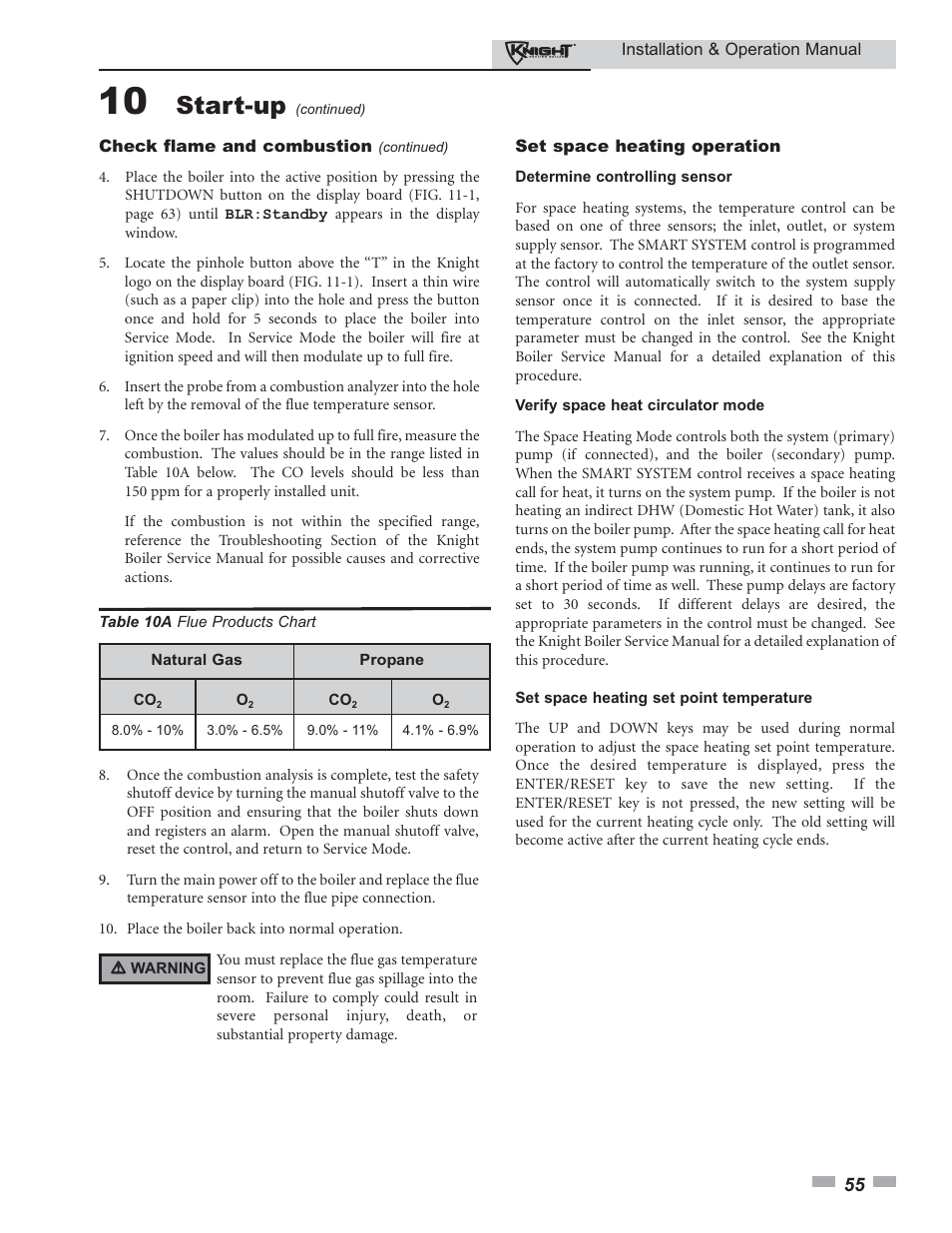 Start-up | Lochinvar 80 - 285 User Manual | Page 55 / 76