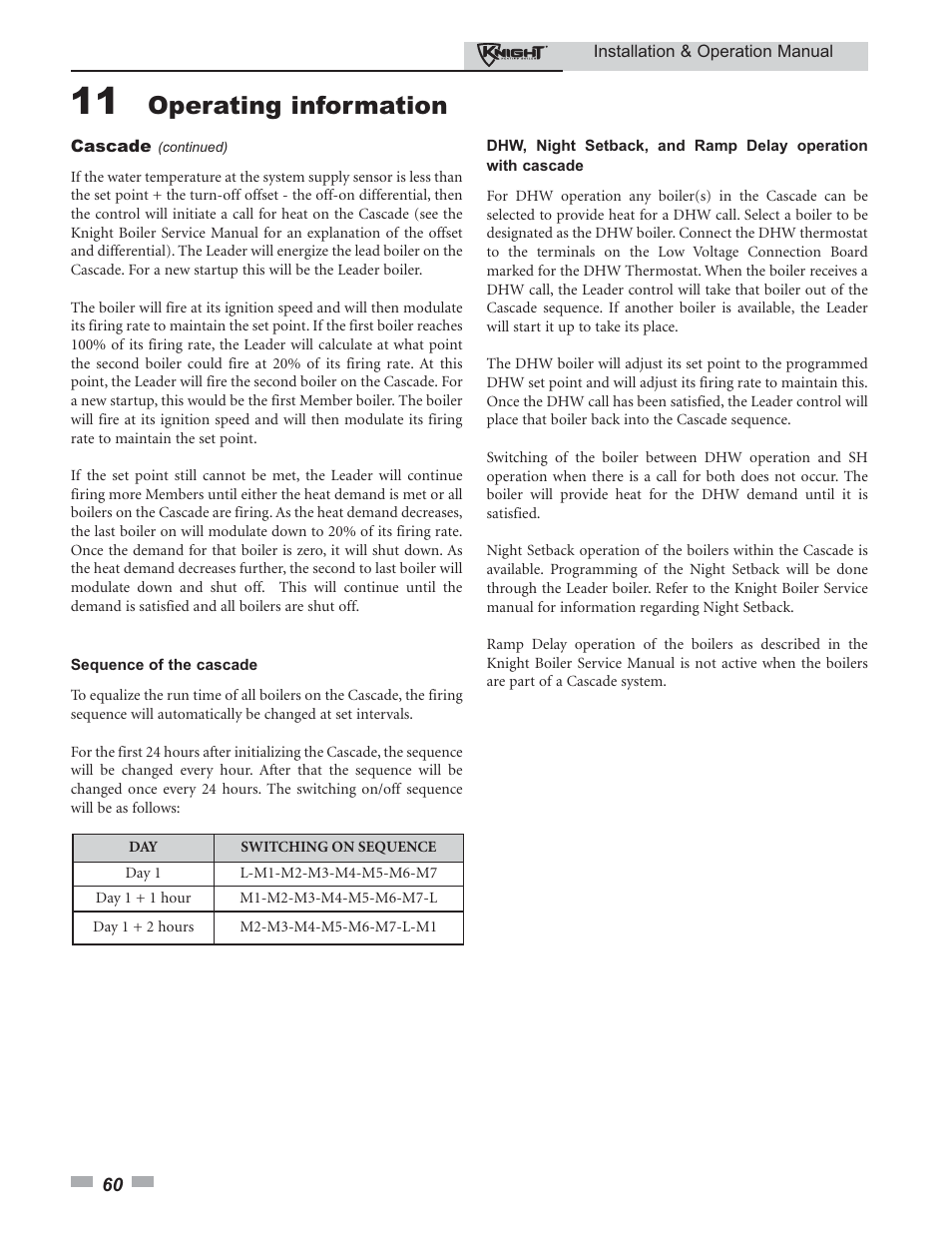 Operating information | Lochinvar 80 - 285 User Manual | Page 60 / 76