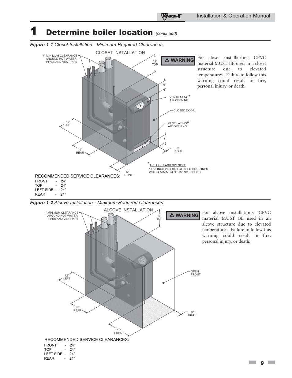 Determine boiler location | Lochinvar 80 - 285 User Manual | Page 9 / 76