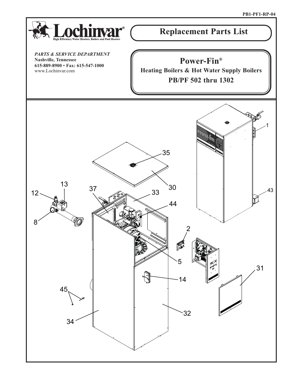 Lochinvar POWER-FIN PB/PF 502 User Manual | 4 pages