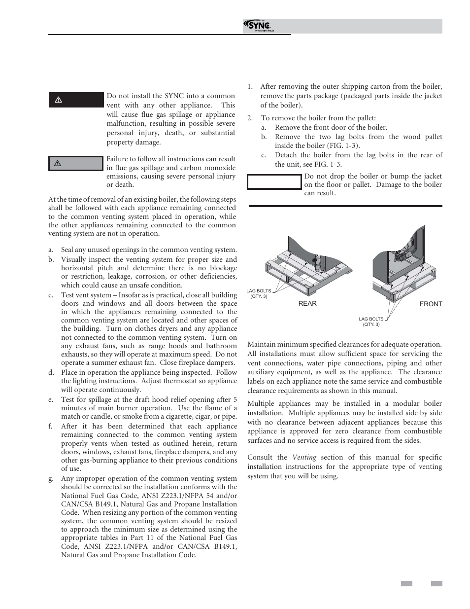 Determine boiler location | Lochinvar Sunc Condensing Boiler 1.3 User Manual | Page 11 / 68