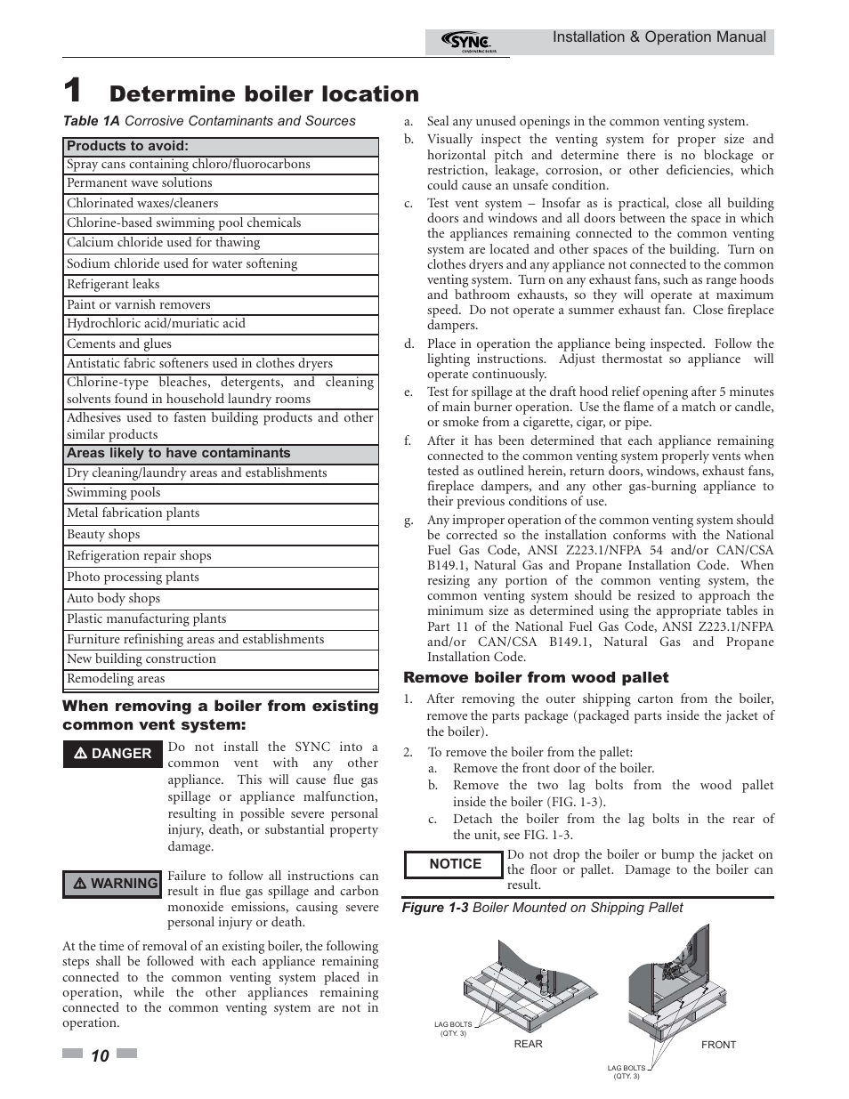 Determine boiler location | Lochinvar SYNC 1.0 User Manual | Page 10 / 64