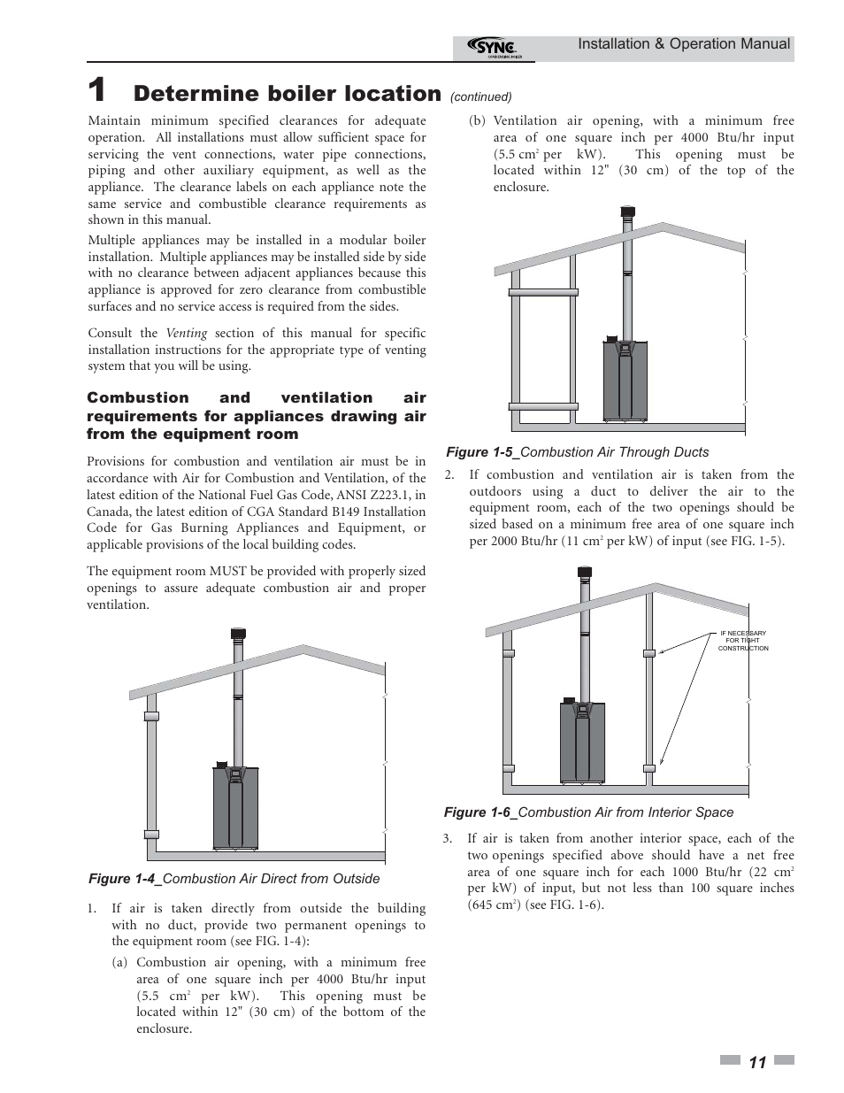 Determine boiler location | Lochinvar SYNC 1.0 User Manual | Page 11 / 64