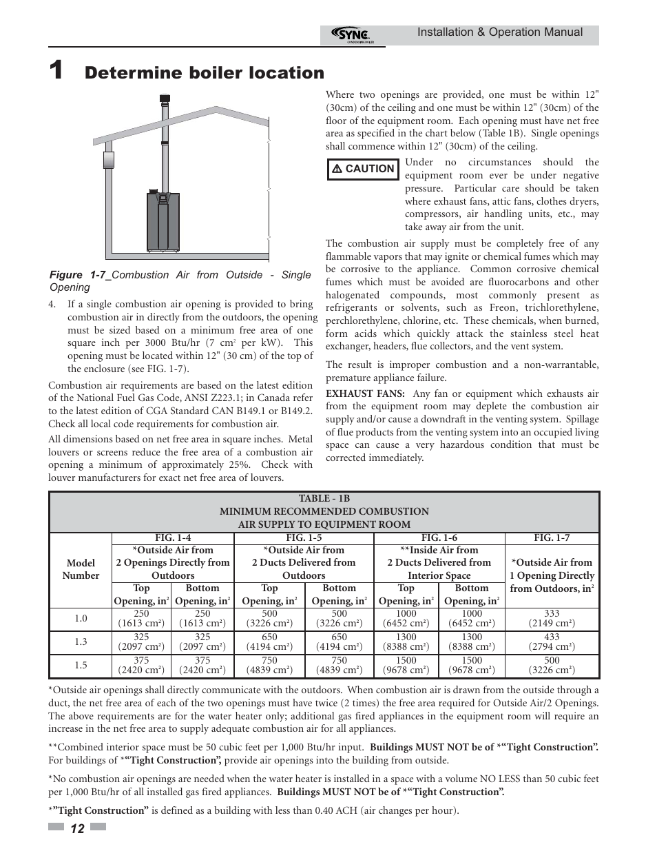 Determine boiler location | Lochinvar SYNC 1.0 User Manual | Page 12 / 64