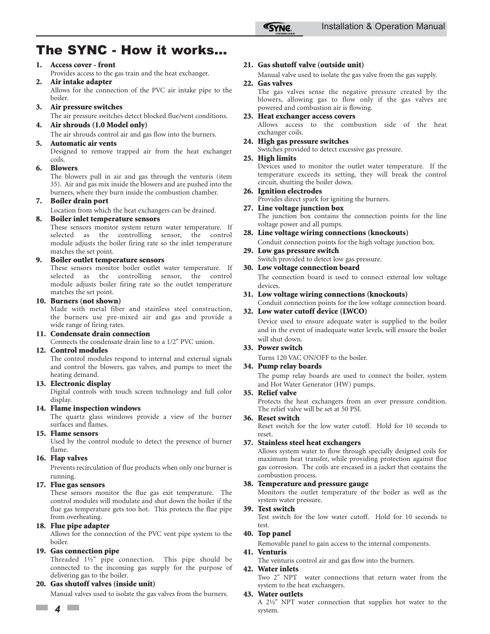 The sync - how it works | Lochinvar SYNC 1.0 User Manual | Page 4 / 64