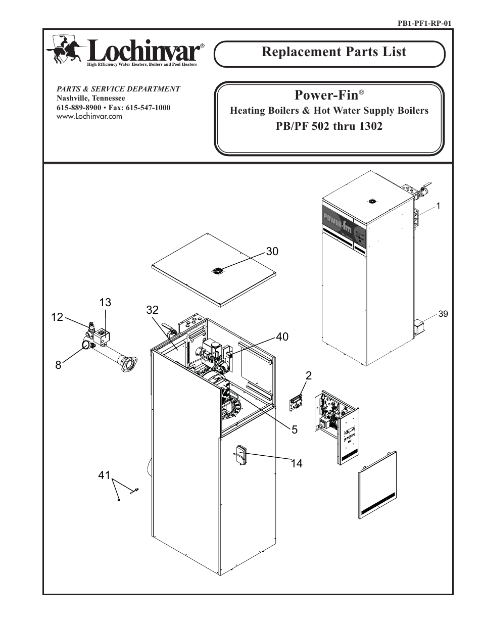 Lochinvar POWER-FIN PB/PF 502 THRU 1302 User Manual | 4 pages