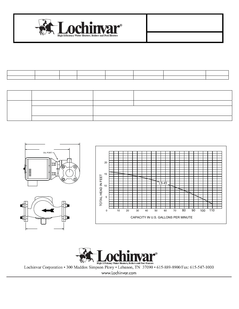 Lochinvar PUMP-REC-05 REV B User Manual | 2 pages