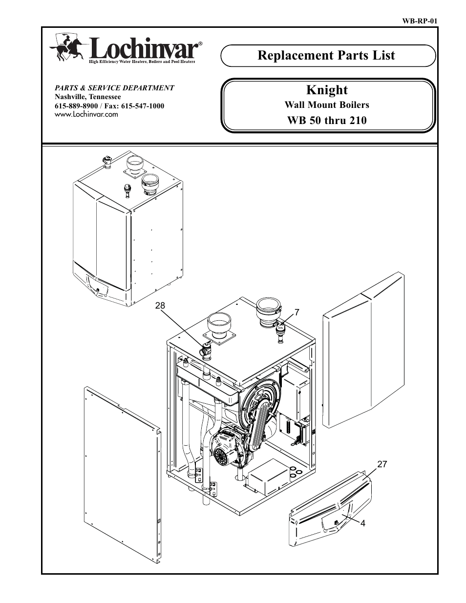 Lochinvar Knight WB 50 thru 210 User Manual | 4 pages